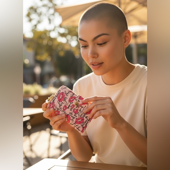 Betsey Johnson Blush Lips Keychain Card Coin Wallet - Picture 3 of 8